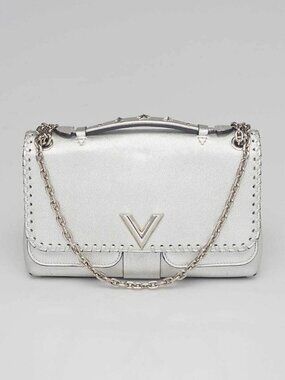 Louis Vuitton Silver Metallic Leather Braided Around Very Chain Bag